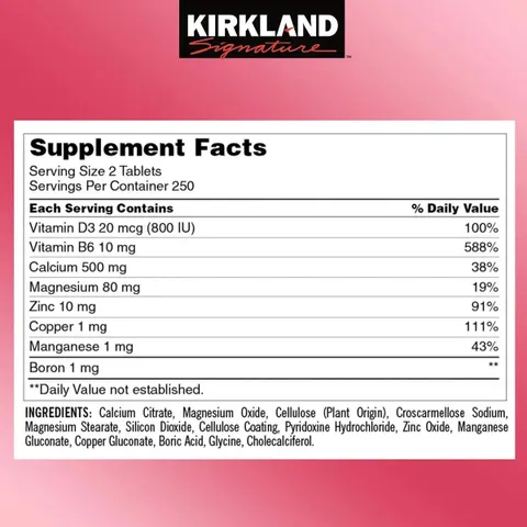 Viên uống Calcium Citrate Magnesium and Zinc D3 Kirkland Mỹ