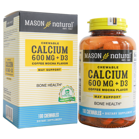 [Nhập khẩu] Mason Natural Calcium 600mg + D3 - Bổ sung canxi cho cơ thể (100v)
