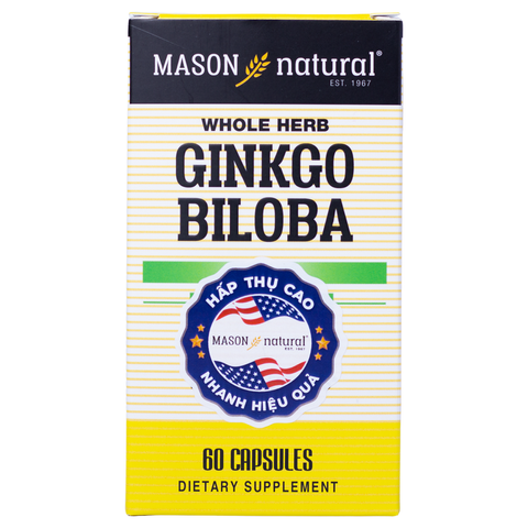 [Nhập khẩu] Mason Natural Ginkgo Biloba – Hỗ trợ tăng cường sức khỏe não bộ, cải thiện trí nhớ (60v)