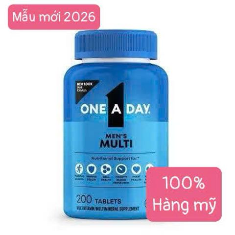 One A Day Men's Multi - Vitamin Tổng Hợp Hỗ Trợ Sức Khỏe và Năng Lượng Cho Nam Giới - 200 Viên