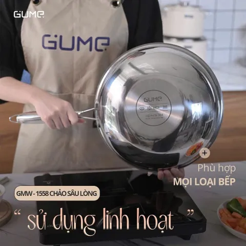 CHẢO SÂU LÒNG INOX 5 LỚP GUME 28CM – NẤU GÌ CŨNG NGON