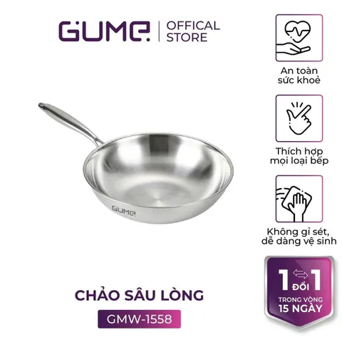 CHẢO SÂU LÒNG INOX 5 LỚP GUME 28CM – NẤU GÌ CŨNG NGON