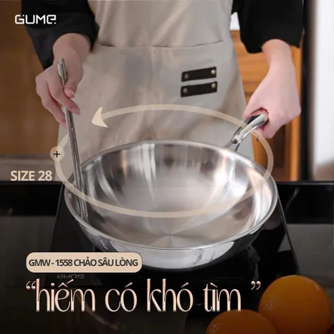 CHẢO SÂU LÒNG INOX 5 LỚP GUME 28CM – NẤU GÌ CŨNG NGON