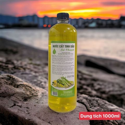 (COMBO 02 chai) Nước lau sàn, Nước cất tinh dầu sả chanh 100% organic sạch khuẩn thơm mát tự nhiên chai 1000ml
