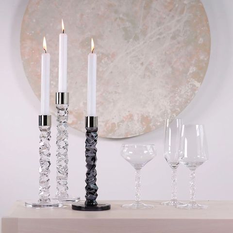 Set 2 chân nến Orrefors Carat anthracite 24.2cm