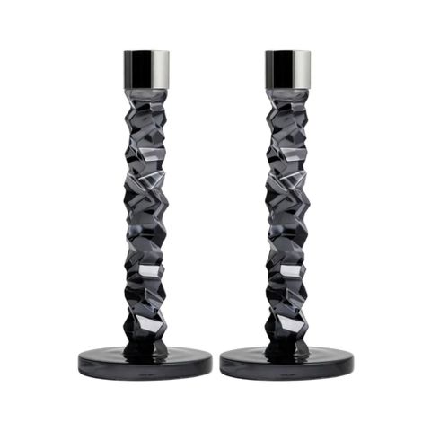 Set 2 chân nến Orrefors Carat anthracite 24.2cm