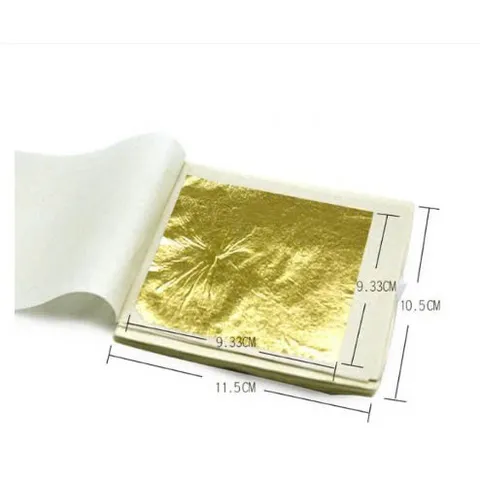 1 Lá vàng thật kích thước 9.33cm dùng cho thực phẩm, đồ ăn, đồ uống như trà chanh, trà sữa dát vàng, kem dát vàng, rượu