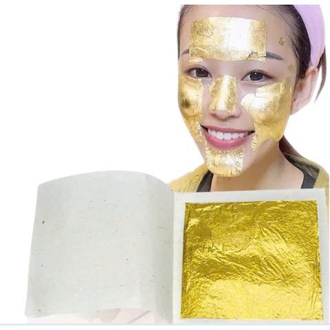 1 Lá vàng thật kích thước 9.33cm dùng cho thực phẩm, đồ ăn, đồ uống như trà chanh, trà sữa dát vàng, kem dát vàng, rượu