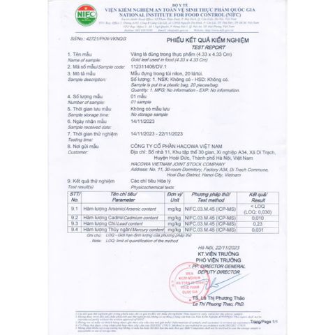 10 Lá vàng thật kích thước 4.33cm dùng cho thực phẩm, đồ ăn, đồ uống như trà chanh, trà sữa dát vàng, kem dát vàng, rượu