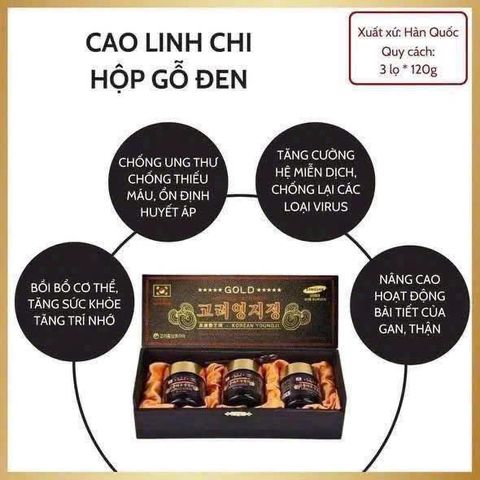 CAO LINH CHI HỘP GỖ TRẮNG/ĐEN 3 LỌ 120g