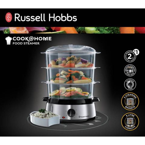 Nồi hấp 3 tầng Russell Hobbs steam oven 9.0l 19270-56 (800W)