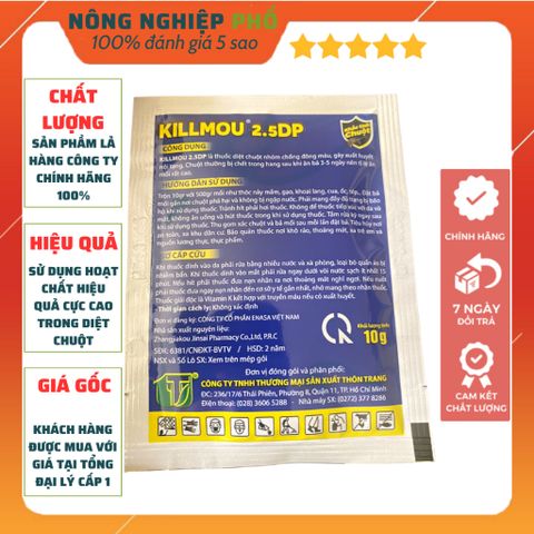 Thuốc Diệt Chuột KILlMOU2.5DP(Gói 10g) GIẢI PHÁP NÔNG NGHIỆP TIÊN TIẾN Thế Hệ Mới, Hiệu Quả Cao, Cam Kết Diệt Sạch Chuột 739276