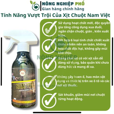 Xịt đuổi chuột Multiagro Nam Việt -Thuốc xịt Không Mùi, An Toàn - Xua đuổi chuột, gián, côn trùng , chỉ sau 1 lần xịt 739300