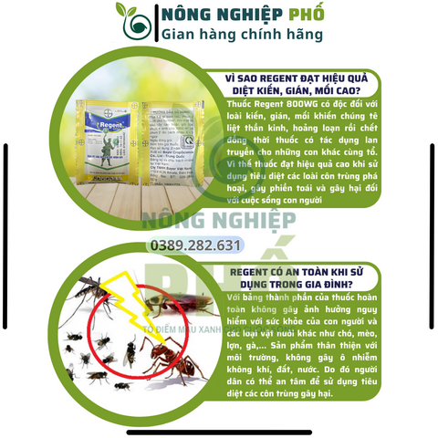 [CHÍNH HÃNG] Chế phẩm Regent 800wg diệt sạch kiến, gián, muỗi, bọ chét, mạt gà, mối, Chế phẩm diệt côn trùng đa năng Regent 800wg 1.6g 739301