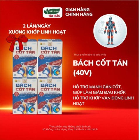 (MUA 3 TẶNG 1) Viên Uống BÁCH CỐT TÁN -  Hỗ Trợ Giảm Đau Khớp, Viêm Khớp, Phục Hồi Khớp Thoái Hóa ( Chính hãng hộp 40V)