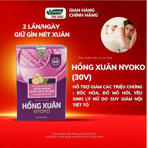 Viên uống nội tiết tố HỒNG XUÂN NYOKO - Hỗ Trợ Nội Tiết Tố Nữ, Giảm Bốc Hỏa, Mất Ngủ (Hộp 30 Viên)