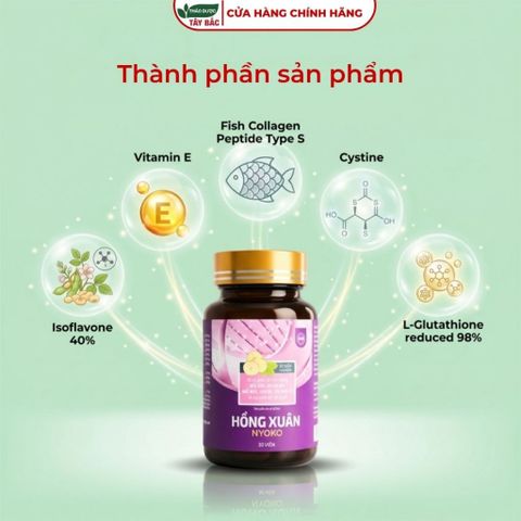 Viên uống nội tiết tố HỒNG XUÂN NYOKO - Hỗ Trợ Nội Tiết Tố Nữ, Giảm Bốc Hỏa, Mất Ngủ (Hộp 30 Viên)