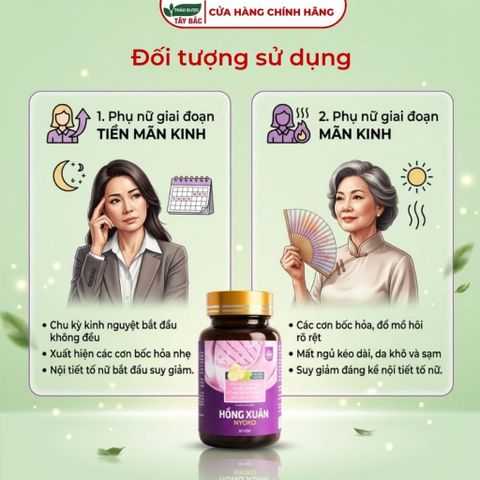 Viên uống nội tiết tố HỒNG XUÂN NYOKO - Hỗ Trợ Nội Tiết Tố Nữ, Giảm Bốc Hỏa, Mất Ngủ (Hộp 30 Viên)