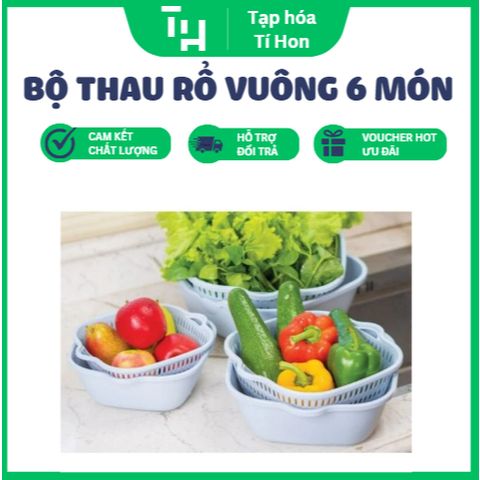 BỘ THAU RỔ VUÔNG 6 MÓN VIỆT NHẬT (Màu ngẫu nhiên) (TH352)