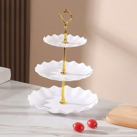 Khay mứt nhựa hoa trắng 3 tầng (TH359)