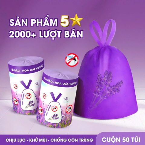 Cuộn túi rác có quai xách oải hương tím (TH362)