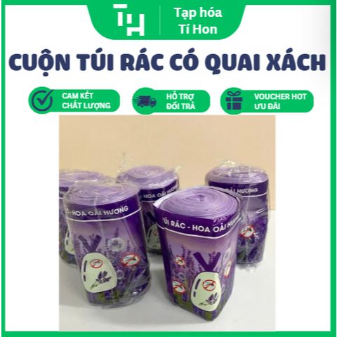 Cuộn túi rác có quai xách oải hương tím (TH362)