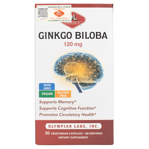 [Nhập khẩu] Viên uống Ginkgo Biloba 120mg Olympian Labs - Viên uống bổ não (Hộp 30v)