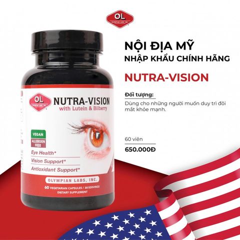 [Nhập khẩu] Viên uống Nutra Vision Olympian Labs  - Hỗ trợ tăng cường sức khỏe đôi mắt 