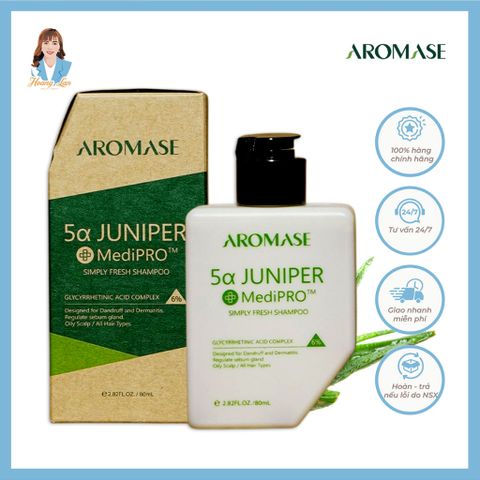 Dầu gội ngăn gàu, giảm sưng da đầu Đài Loan AROMASE 5α Juniper MediPRO Simply Fresh Shampoo 80ml