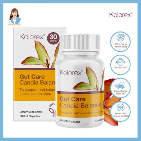 Viên uống nấm candida, ngứa vùng kín Kolorex Gut Care Candida Balance & Advanced Probiotic 30 viên
