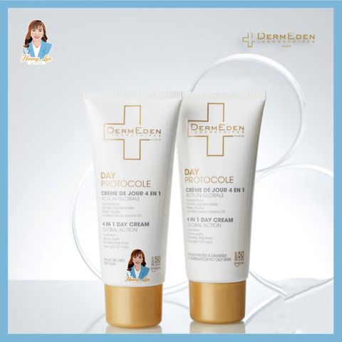 Kem chống nắng 4 trong 1 (da hỗn hợp, da dầu) Pháp DermEden 4 In 1 Day Cream Global Action 50ml