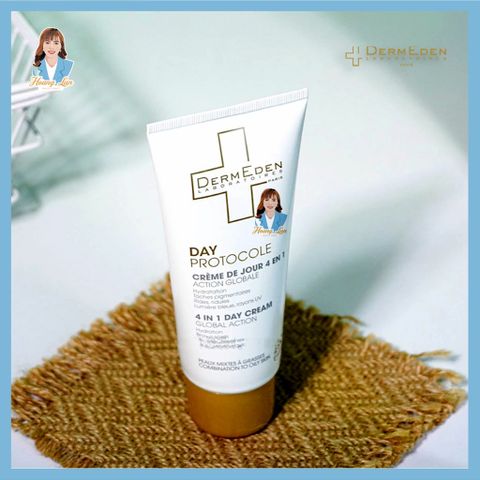 Kem chống nắng 4 trong 1 (da hỗn hợp, da dầu) Pháp DermEden 4 In 1 Day Cream Global Action 50ml
