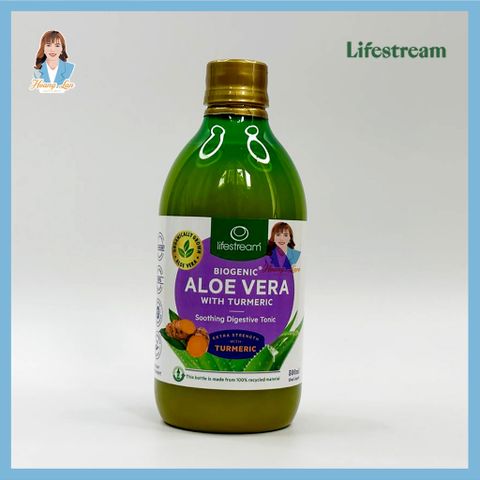 Nước ép nghệ nha đam hỗ trợ tiêu hóa New Zealand Lifestream Biogenic Aloe Vera With Turmeric 500ml