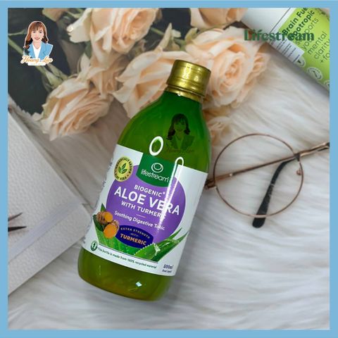 Nước ép nghệ nha đam hỗ trợ tiêu hóa New Zealand Lifestream Biogenic Aloe Vera With Turmeric 500ml