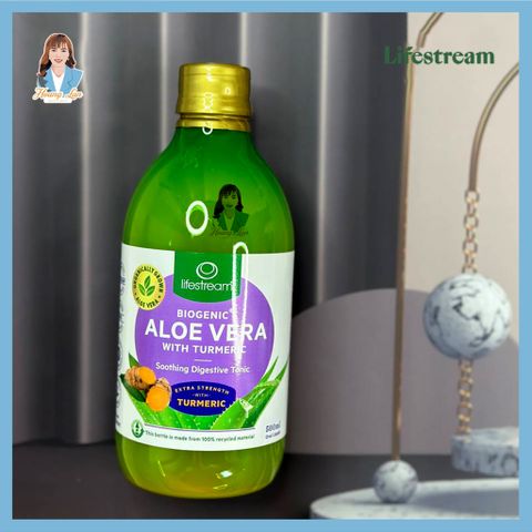 Nước ép nghệ nha đam hỗ trợ tiêu hóa New Zealand Lifestream Biogenic Aloe Vera With Turmeric 500ml