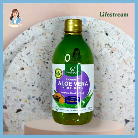 Nước ép nghệ nha đam hỗ trợ tiêu hóa New Zealand Lifestream Biogenic Aloe Vera With Turmeric 500ml