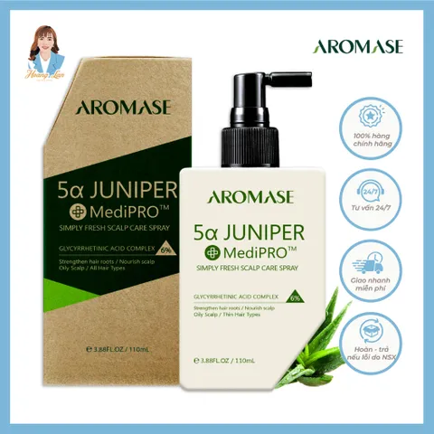 Xịt dưỡng giảm ngứa da đầu, giảm sưng Đài Loan AROMASE 5α Juniper MediPRO Simply Fresh Spray 110ml