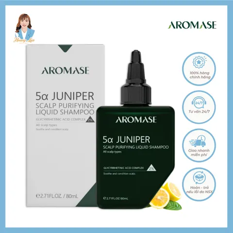 Dầu gội dạng lỏng, sử dụng tóc khô không thấm nước AROMASE 5α Juniper Scalp Purifying Liquid Shampoo 80ml