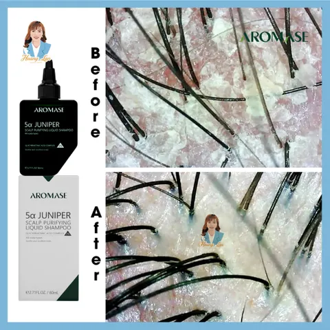 Dầu gội dạng lỏng, sử dụng tóc khô không thấm nước AROMASE 5α Juniper Scalp Purifying Liquid Shampoo 80ml