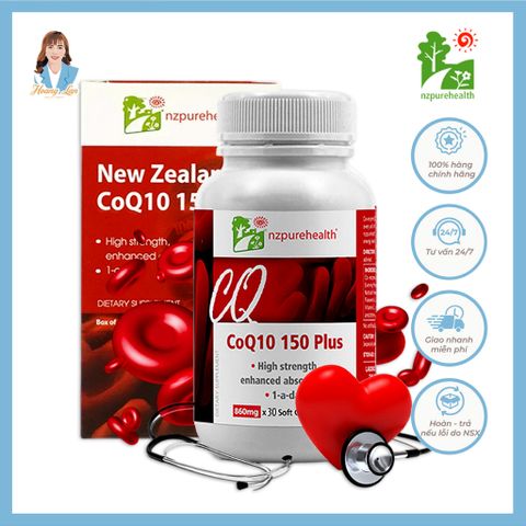 Viên uống hỗ trợ tim mạch, điều hòa huyết áp New Zealand Nz Pure Health CoQ10 150 Plus 30 viên