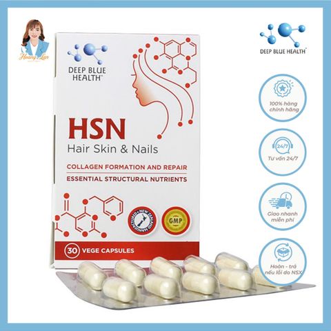 Viên uống ngăn rụng tóc, dưỡng móng New Zealand Deep Blue Health HSN Hair Skin & Nails 30 viên