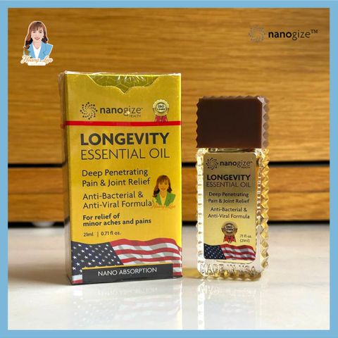 Dầu gió vàng con lăn Mỹ Nanogize Longevity Essential Oil™ 21ml - Dầu cô Phương Hằng chính hãng