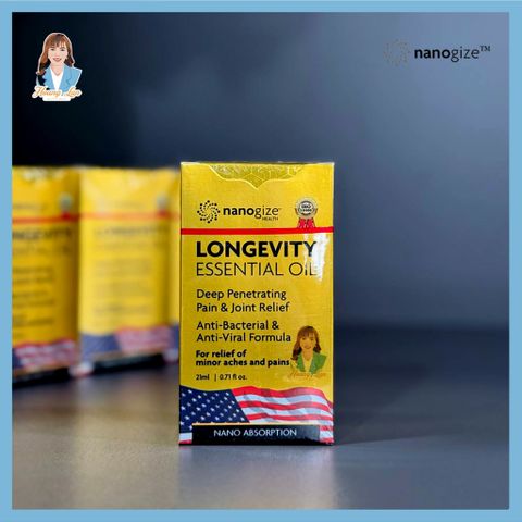 Dầu gió vàng con lăn Mỹ Nanogize Longevity Essential Oil™ 21ml - Dầu cô Phương Hằng chính hãng