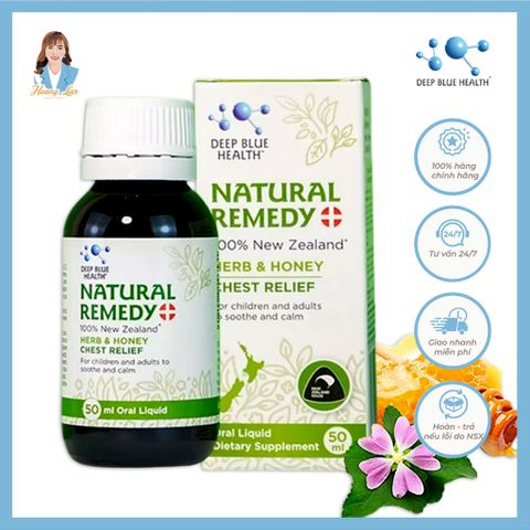 Siro giảm ho, tiêu đờm đau rát họng New Zealand Deep Blue Health Natural Remedy 50ml