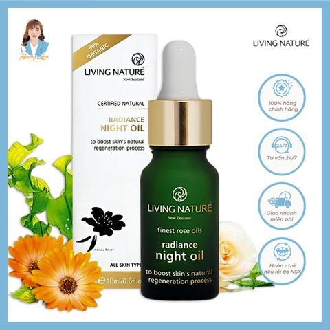Dầu dưỡng sáng da, giảm nám ban đêm New Zealand Living Nature Radiance Night Oil 18ml 739582