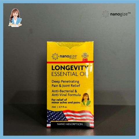 Dầu gió vàng con lăn Mỹ Nanogize Longevity Essential Oil™ 21ml - Dầu cô Phương Hằng chính hãng