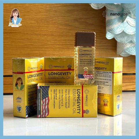 Dầu gió vàng con lăn Mỹ Nanogize Longevity Essential Oil™ 21ml - Dầu cô Phương Hằng chính hãng