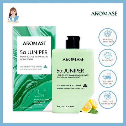 Sữa tắm, gội và rửa mặt 3 trong 1 Đài Loan AROMASE 5α Juniper Head-To-Toe Shampoo & Body Wash 260ml