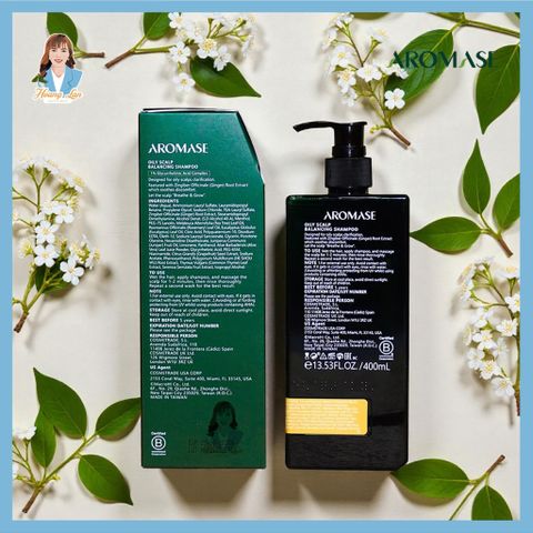Dầu gội ngăn gàu, giảm nhờn da đầu, ngăn bết tóc Đài Loan AROMASE Oily Scalp Balancing Shampoo 400ml