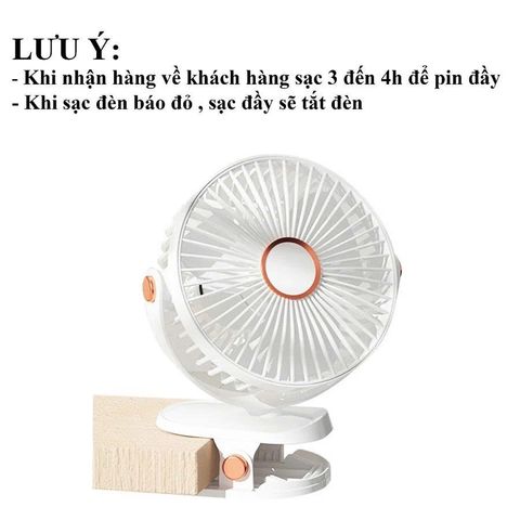 Quạt Tích Điện Kẹp Bàn 5 Mức Gió Có Đèn LED, Pin 5000mAh & 12000mAh Cao Cấp